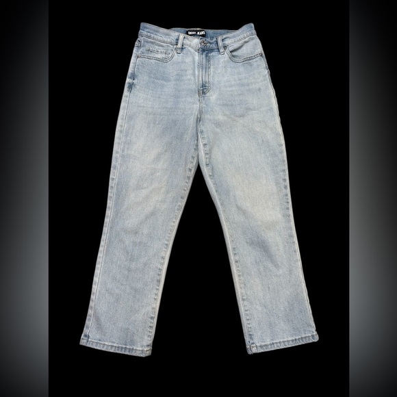 DKNY Jeans, Broome High Rise Slim Straight Crop Jeans, Size 27, Light Blue - Picture 4 of 12